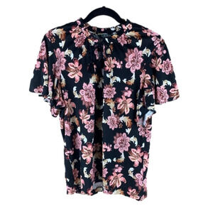 LAUREN Ralph Lauren Black Floral Peasant  size Large